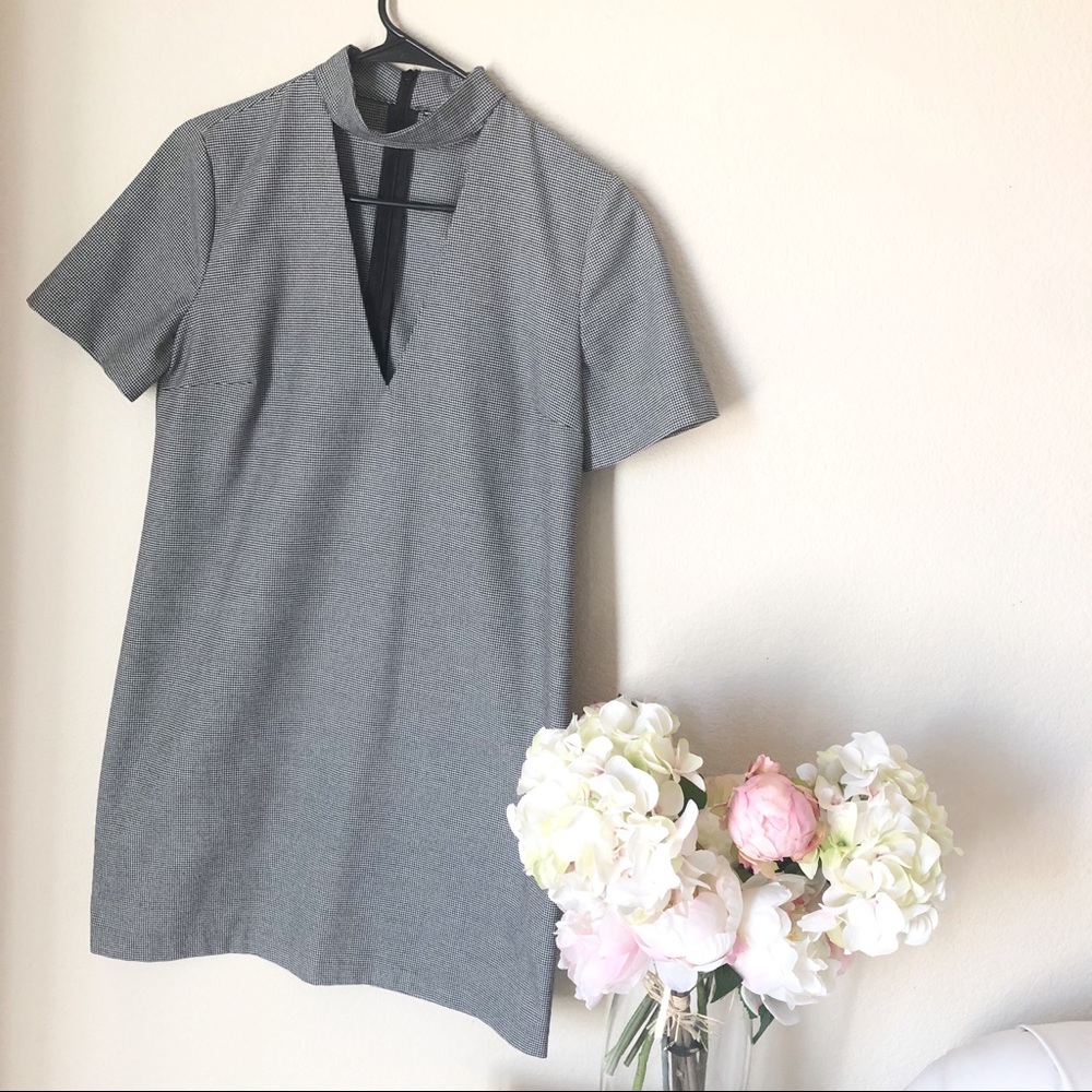 Zara Houndstooth Dress With Choker